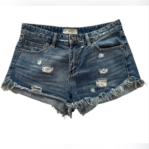 Free People High Waisted Distressed Denim Shorts-Size 27 - Picture 1 of 4